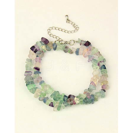 Natural Fluorite Multi-strand Bracelets BJEW-JB01094-01-1