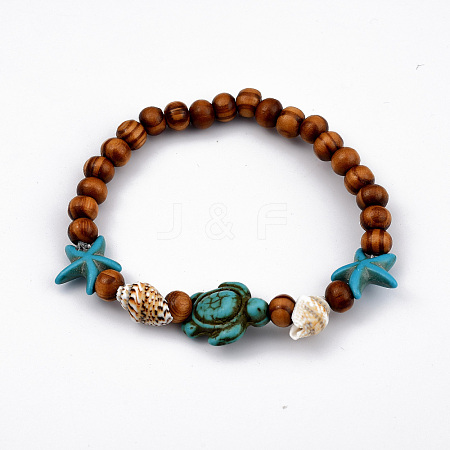 Round Wood Stretch Bracelets X-BJEW-JB03769-1