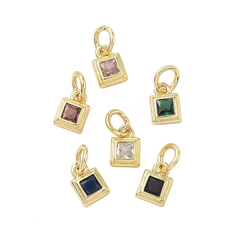 Brass Pave Cubic Zirconia Pendants KK-K368-13G-1