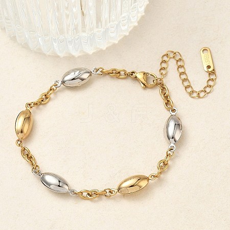 Two Tone Horse Eye 304 Stainless Steel Link Bracelets for Women BJEW-A169-13GP-1