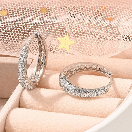 Rack Plating Brass Micro Pave Cubic Zirconia Hoop Earrings EJEW-H143-25P-01-1