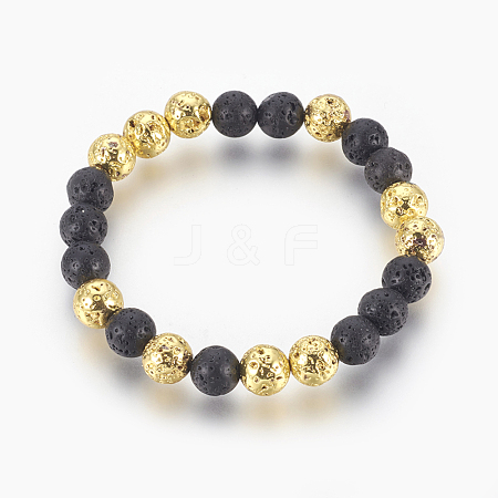 Natural Lava Rock Beaded Stretch Bracelet BJEW-P233-A02-1