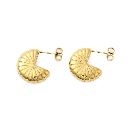 304 Stainless Steel Fan-shaped Stud Earrings for Women EJEW-U020-07G-1