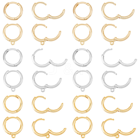 SUPERFINDINGS 8pairs 4 style Brass Huggie Hoop Earrings Finding KK-FH0005-56-1