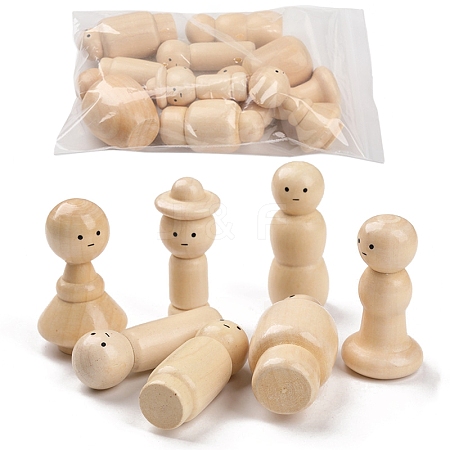 Unfinished Wooden Peg Dolls Set PW-WGFF26E-01-1