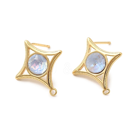 Star Brass Glass Stud Earring Findings KK-P340-10G-01-1