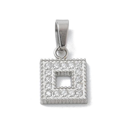 Ion Plating(IP) 304 Stainless Steel Micro Pave Cubic Zirconia Pendants STAS-Z107-06P-02-1