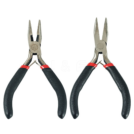 2Pcs 2 Styles Carbon Steel Chain Nose Pliers for Jewelry Making Supplies TOOL-TADJ0001-07-1