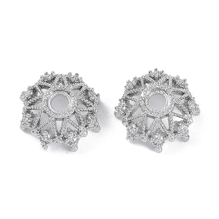 Brass Micro Pave Cubic Zirconia Beads Caps LS-KK-B087-16B-P-1