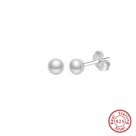 Round Natural Pearl Stud Earrings EJEW-G411-03B-P-1