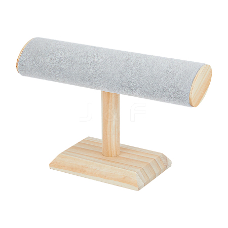 Velvet T-Bar Bracelet Display Stands  with Wooden Base BDIS-WH0010-03C-1