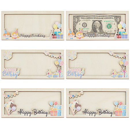 CutHollow 6Pcs 6 Styles Plywood Wooden Envelope Greeting Cards for Birthday Gift CON-CL0001-03-1