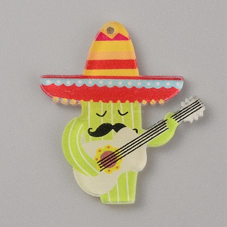 Carnival Themed Opaque Printed Acrylic Pendants SACR-WH0008-015C-1