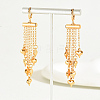 Fashionable Heart-shaped Tassel Brass Leverback Earrings ER2215-2