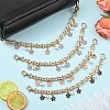 Alloy Enamel Flower with ABS Plastic Pearl Round Bead Charm Iron Chain Bag Decorative Chains HJEW-FS00054-03-5
