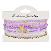 Bohemian Style Round Glass & Plastic Beads Stretch Bracelets & Starfish & Star Zinc Alloy Charm Bracelets Set for Women FS-WG8BA5D-01-1