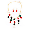 Christmas Polyester Pompom Ball Necklaces & Dangle Earring Sets FS-WG24699-04-1