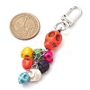 Halloween Skull Dyed Synthetic Turquoise Pendant Decorations HJEW-TA00170-3