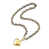 304 Stainless Steel Enamel Photo Heart Locket Pendant Cable Chain Necklaces with OT Clasps for Women Men NJEW-JN06005-5