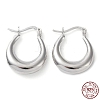 Rhodium Plated 925 Sterling Silver Chunky Hoop Earrings EJEW-K258-01A-P-1