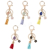  5Pcs 5 Styles Natural Gemstone Nuggets Bead Tassel Pendant Keychain KEYC-NB0001-51-1