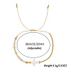 Adjustable Glass & Brass Beads Braided Bead Bracelets TB8315-1-2