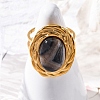 Oval Natural Banded Agate Finger Rings RJEW-M063-01G-14-4