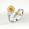 Brass Micro Pave Cubic Zirconia Rotating Cuff Rings for Women FS-WG7CCCF-08-1