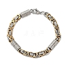 Grooved Column 304 Stainless Steel Byzantine Chain Bracelets for Men BJEW-B093-07GP-1
