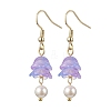 Flower Transparent Spray Painted Glass Dangle Earrings EJEW-JE05742-4