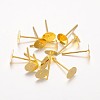 Golden Plated Iron Flat Base Ear Stud Findings X-E013-G-1