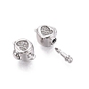 Brass Micro Pave Clear Cubic Zirconia Box Clasps KK-Q074-08P-2