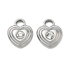 304 Stainless Steel Micro Pave Clear Cubic Zirconia Charms SA-CBA1CA2-08P-1