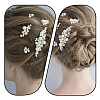 Copper Wire and ABS Imitation Pearl Hair Combs Sets for Women Girls OHAR-CY0001-20-5
