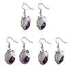 Natural Amethyst Elephant Head Dangle Earrings EJEW-A092-07P-17-3