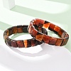 Dyed & Heated Natural Banded Agate Faceted Beaded Stretch Bracelets for Women BJEW-K251-08F-2