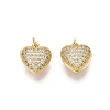 Brass Micro Pave Cubic Zirconia Heart Charms KK-N287-35G-1