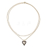 Double Layer Brass Micro Pave Clear Cubic Zirconia Heart Pendant Necklaces for Women NJEW-JN04979-4