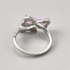 Brass Micro Pave Cubic Zirconia Cuff Rings for Women RJEW-WH0002-40B-2