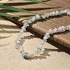 Natural Morganite Chip Beaded Necklaces for Men Women NJEW-G159-01E-1