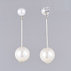 Plastic Imitation Pearl Dangle Ear Studs EJEW-JE03623-2