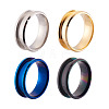 Stainless Steel Grooved Finger Ring Settings MAK-TA0001-05-2