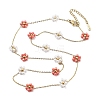 Glass and ABS Plastic Flower Link Chain Necklaces NJEW-H041-05G-01-1