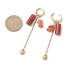 304 Stainless Steel Carnelian Heart Tassel Hoop Earrings EJEW-JE06731-03-4
