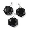 Faceted Natural Black Agate Pendants G-F340-03A-1