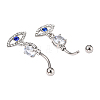 Evil Eye Drop Belly Button Rings for Women AJEW-C010-01P-4