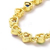 Enamel Evil Eye & Cubic Zirconia Heart Link Chain Bracelet BJEW-H555-01C-4