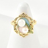 Brass Enamel Cuff Rings RJEW-K291-04G-03-2