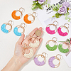 FIBLOOM 6 Pairs 6 Colors Raffia Grass Braided Flat Round Dangle Stud Earrings for Women EJEW-FI0002-25-3