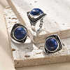 Natural Lapis Lazuli Adjustable Rings G-P560-03AS-14-1